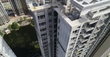 Çin 'deki çok katlı apartman inşaatının havadan görüntüsü