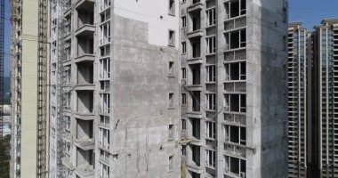 Çin 'deki çok katlı apartman inşaatının havadan görüntüsü