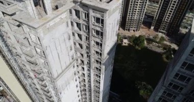 Çin 'deki çok katlı apartman inşaatının havadan görüntüsü