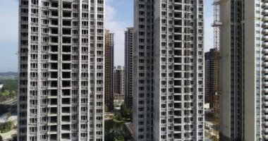 Çin 'deki çok katlı apartman inşaatının havadan görüntüsü