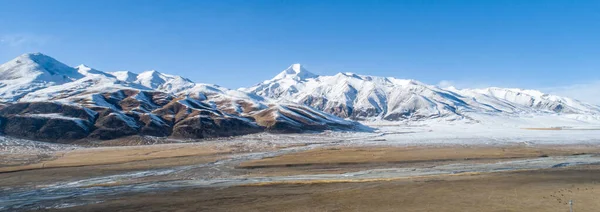 Flygfoto Över Vinterlandskapet Tibet Kina — Stockfoto