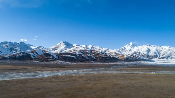 Letecký Pohled Zimní Krajinu Tibetu Porcelán — Stock fotografie