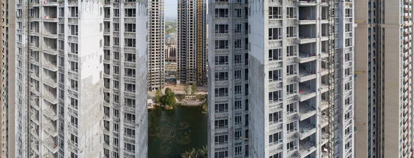 Luchtfoto Van Appartement Bouwplaats China — Stockfoto