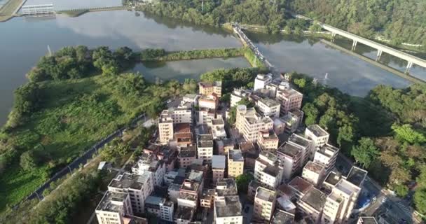 Αεροφωτογραφία Του Αστικού Τοπίου Χωριό Στην Πόλη Shenzhen Κίνα — Αρχείο Βίντεο