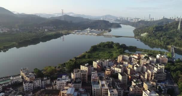 Вид Повітря Міський Сільський Краєвид Місті Шеньчжень Китай — стокове відео