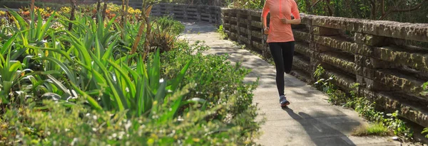 Genç Asyalı kadın parkta koşu