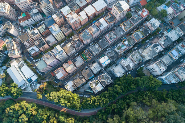 Aerial view of urban village landscape in Shenzhen city,China