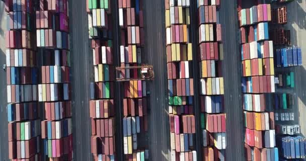 Aerial View Sea Freight Containers Yantian Port Shenzhen City China — Stock Video