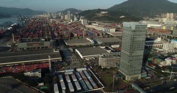 Letecký Pohled Yantian Kontejnerový Terminál Městě Shenzhen Čína — Stock video