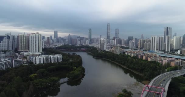 Vue Aérienne Dans Ville Shenzhen Chine — Video