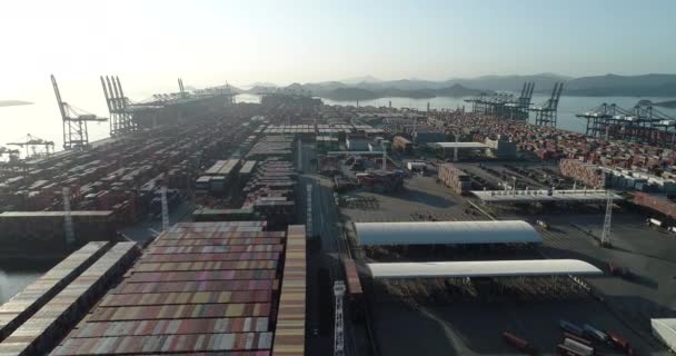 Luftaufnahme Des Containerterminals Yantian Der Stadt Shenzhen China — Stockvideo