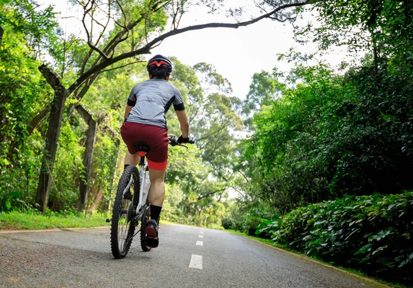Güneşli Bir Günde Parkta Bisiklet Süren Bir Kadın — Stok fotoğraf