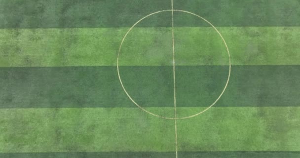 Luchtfoto Van Voetbalveld Met Groen Gras — Stockvideo