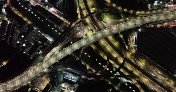 Visão Noturna Das Estradas Cidade Com Luzes — Vídeo de Stock