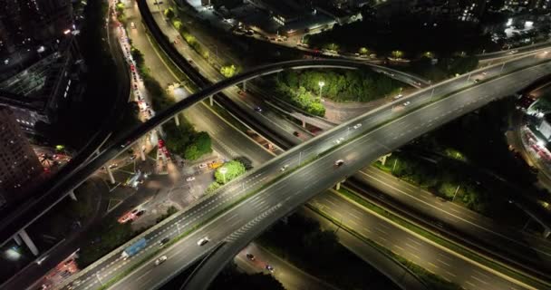 Vue Nuit Des Routes Ville Avec Des Lumières — Video