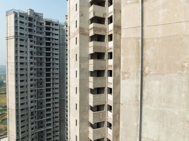 Çin 'deki çok katlı apartman inşaatının havadan görüntüsü