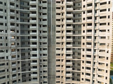 Çin 'deki çok katlı apartman inşaatının havadan görüntüsü