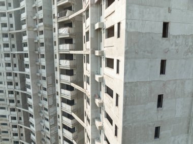 Çin 'deki çok katlı apartman inşaatının havadan görüntüsü