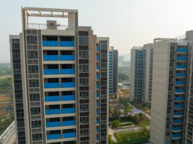 Çin 'deki çok katlı apartman inşaatının havadan görüntüsü