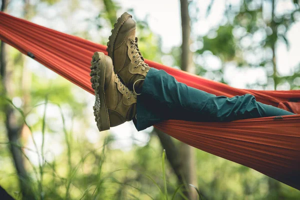 Ontspannen Hangmat Tropisch Bos — Stockfoto