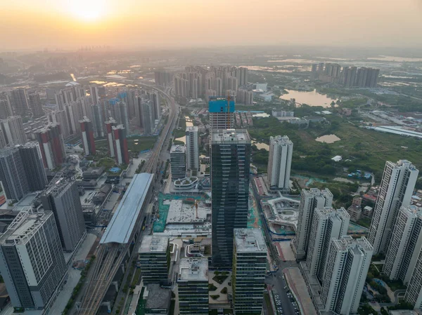 中国のマルチストーリーアパート建設現場の空中ビュー — ストック写真