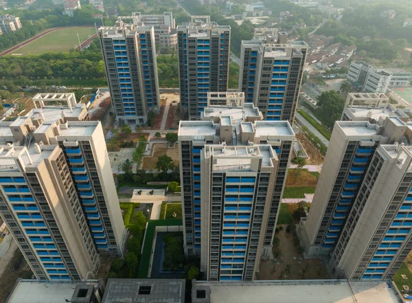Vista Aérea Del Sitio Construcción Apartamentos Varios Pisos China —  Fotos de Stock