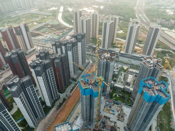 Vista Aérea Del Sitio Construcción Apartamentos Varios Pisos China — Foto de Stock