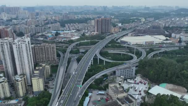 Moderna Stadsbyggnader Med Vägar Shenzhen Stad Kina — Stockvideo