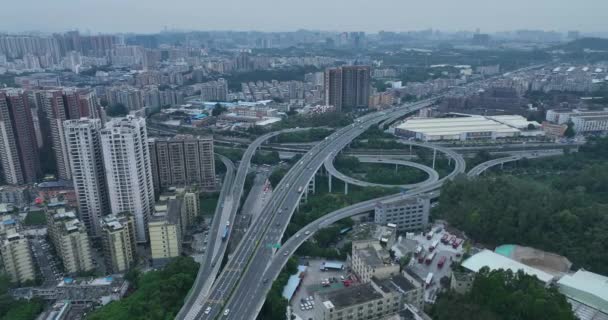 Moderna Stadsbyggnader Med Vägar Shenzhen Stad Kina — Stockvideo