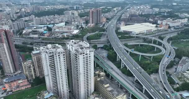 Moderni Edifici Della Città Con Strade Nella Città Shenzhen Cina — Video Stock