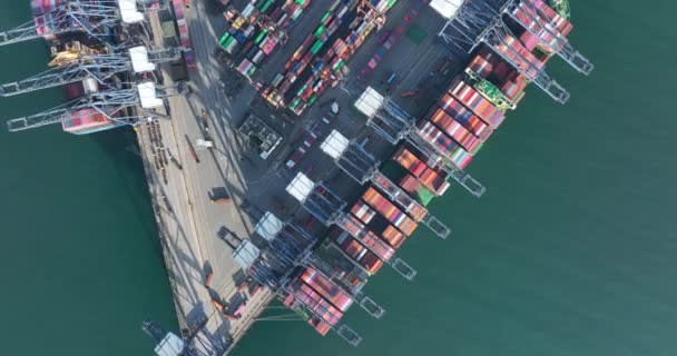 Luchtfoto Van Yantian Container Terminal Shenzhen Stad China — Stockvideo