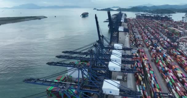 Aerial View Yantian Container Terminal Shenzhen City China — Stock Video