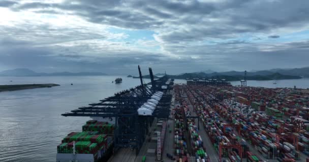 Luchtfoto Van Yantian Container Terminal Shenzhen Stad China — Stockvideo