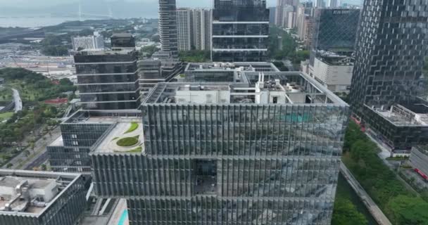 Widok Lotu Ptaka Nowoczesne Budynki Miejskie Wieżowce — Wideo stockowe