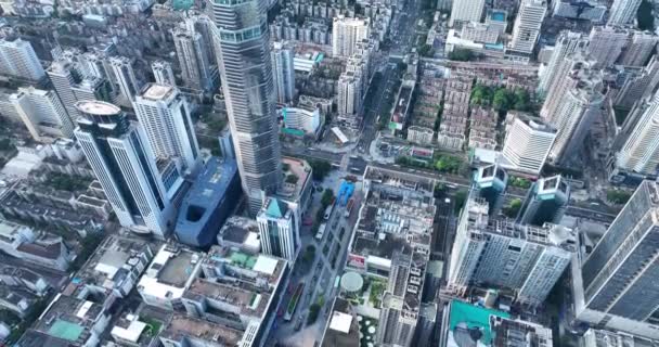 Vanuit Lucht Zicht Moderne Stadsgebouwen Wolkenkrabbers — Stockvideo