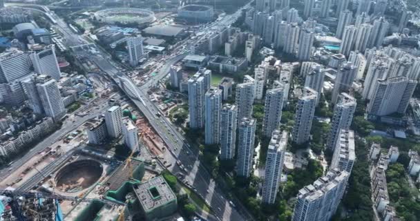 Vista Aérea Dos Edifícios Modernos Cidade Arranha Céus — Vídeo de Stock
