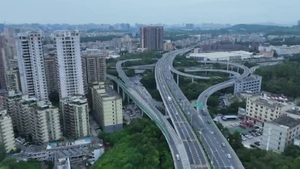 Top View City Roads Greenery Transport — Stockvideo