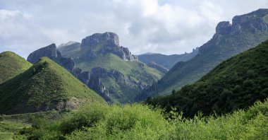 Yüksek irtifa çayırlık dağ manzarası