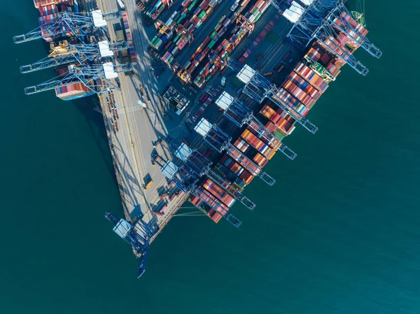 Aerial View Container Terminal Sunrise — Stock Photo, Image