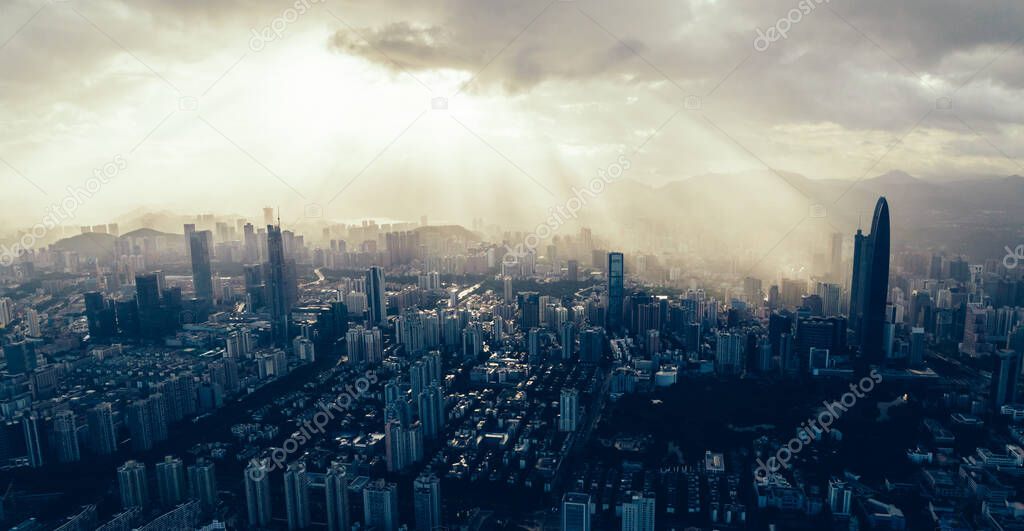 Aerial view of beautiful downtown landscape in shenzhen, China