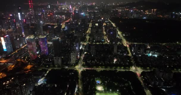Νυχτερινή Άποψη Της Σύγχρονης Πόλης Φώτα — Αρχείο Βίντεο