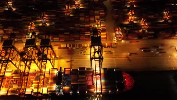Luchtfoto Van Yantian Container Terminal Shenzhen Stad China — Stockvideo
