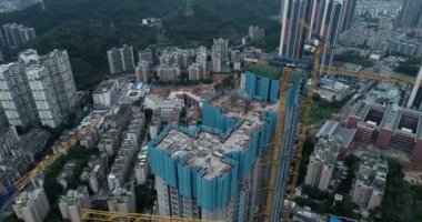Shenzhen şehrindeki inşaat alanının havadan görünüşü, Çin