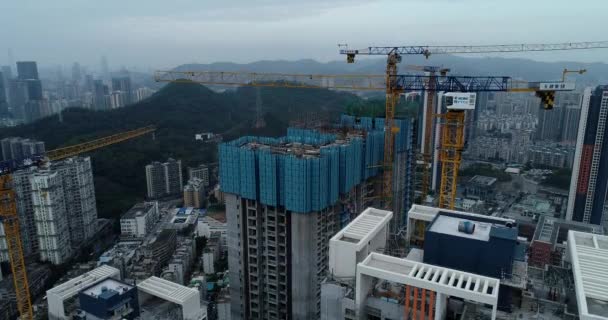 Letecký Pohled Staveniště Městě Shenzhen Čína — Stock video