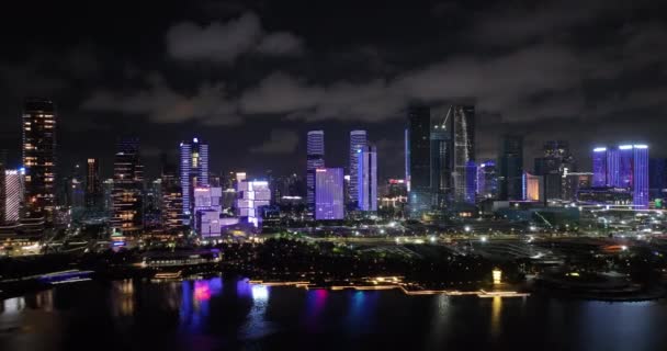 Gyönyörű Városkép Modern Éjszakai Város — Stock videók