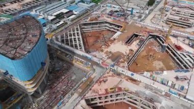 Shenzhen, Çin 'deki inşaat alanının havadan görünüşü