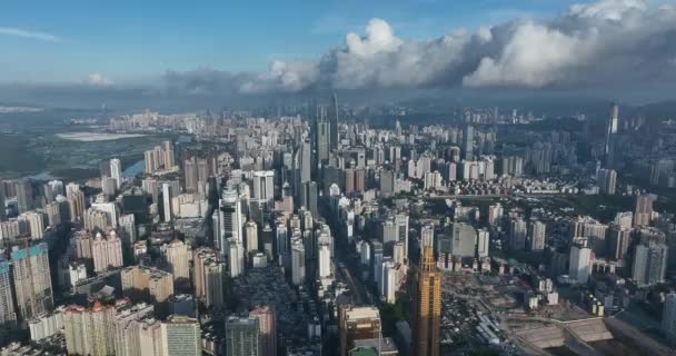 Vanuit Lucht Uitzicht Moderne Aziatische Stad — Stockvideo