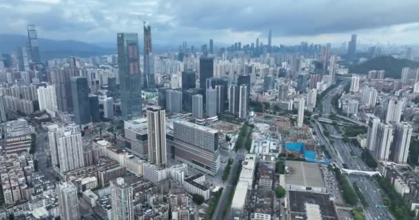 Antik Kilátás Modern Városi Épületek Felhőkarcolók — Stock videók