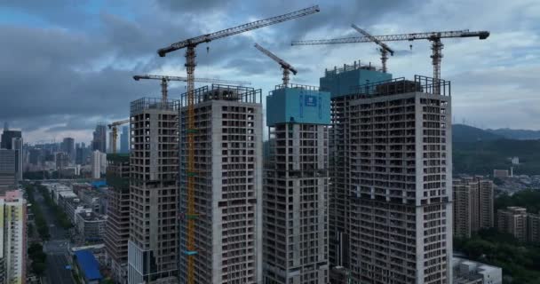 Luchtfoto Van Bouwplaats Shenzhen China — Stockvideo