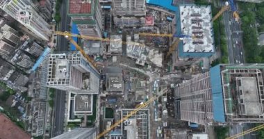 Shenzhen, Çin 'deki inşaat alanının havadan görünüşü